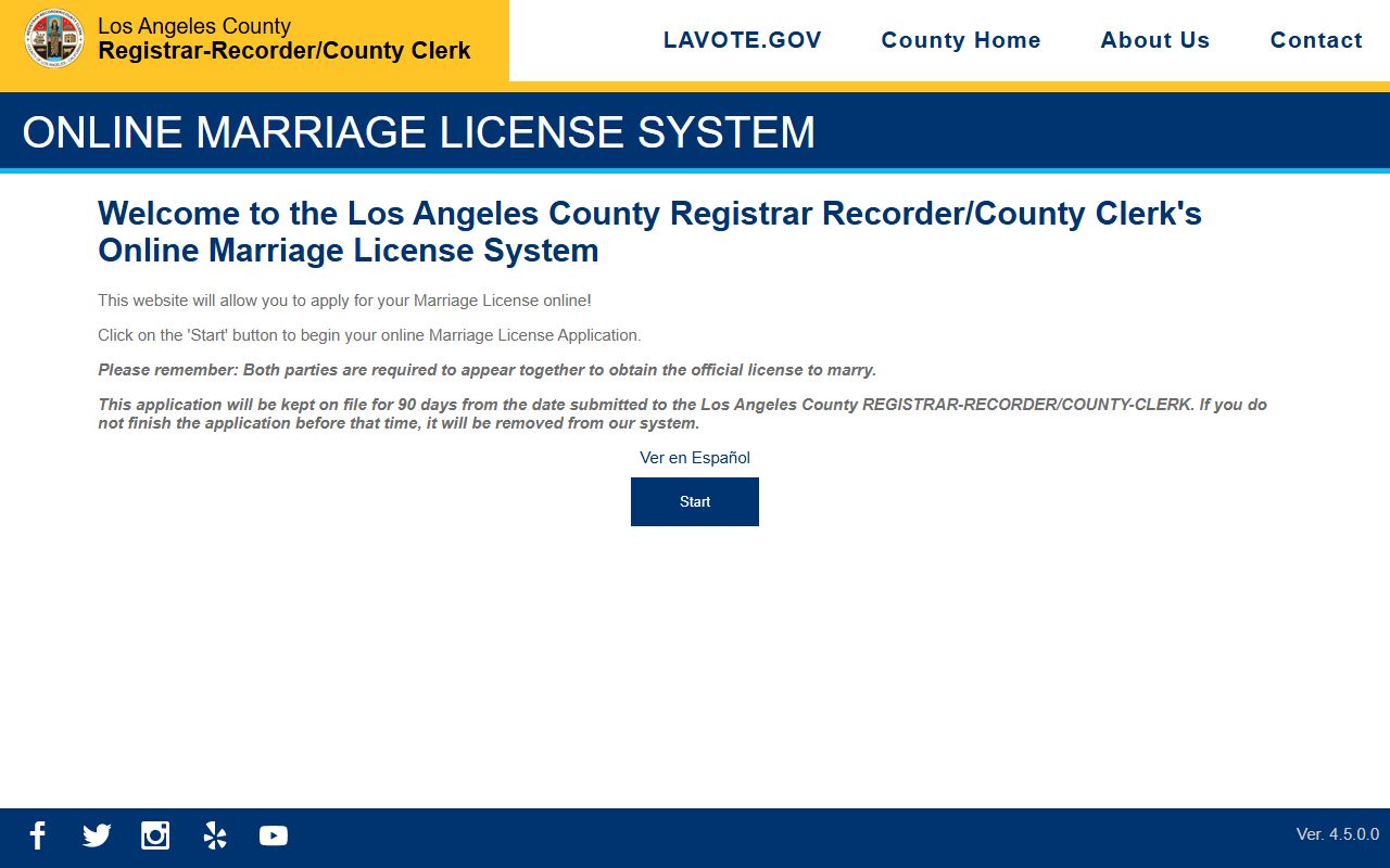 Los Angeles County Clerk online marriage license application portal